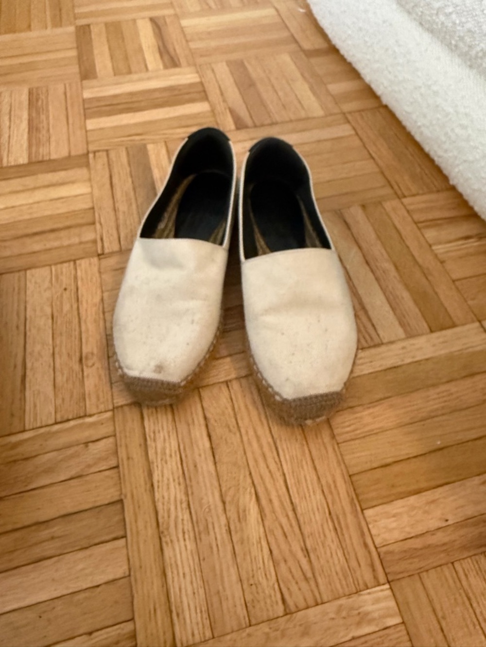 Saint Laurent Cream Canvas Espadrille Slip-Ons with Black Logo - Picture 5 of 5